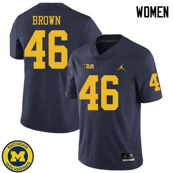 Womens Michigan Wolverines #46 Matt Brown Navy Jordan Brand Alumni Jersey